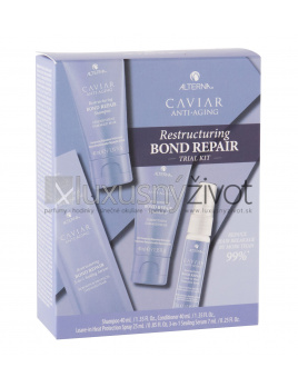 Alterna Caviar Anti-Aging Restructuring Bond Repair, šampón 40 ml + kondicionér 40 ml + sprej pre tepelnú úpravu vlasov 25 ml + vlasová starostlivosť Sealing Serum 7 ml