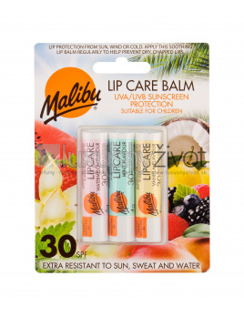 Malibu Lip Care, balzam na pery 4 g + balzam na pery 4 g Mint + balzam na pery 4 g Vanilla