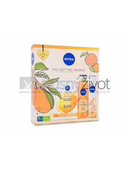 Nivea You Got This Orange, sprchovací gél Fresh Blends Apricot 300 ml + antiperspirant Fresh Blends Orange 150 ml + pleťová maska Q10 1 ks
