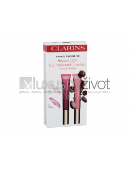 Clarins Instant Light Natural Lip Perfector, lesk na pery 12 ml + lesk na pery 12 ml 08 Plum Shimmer