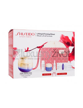 Shiseido Vital Perfection Lifting & Firming Ritual, denný pleťový krém Uplifting and Firming Cream 50 ml + pleťové sérum LiftDefine Radiance Serum 7 ml + nočný spevňujúci krém Overnight Firming Treatment 15 ml + očný krém Uplifting and Firming Eye Cream 3