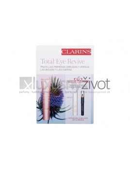 Clarins Total Eye Revive Eye Cream-Gel, očný krém Total Eye Revive 15 ml + sérum na riasy SOS Lashes Serum Mascara 3 ml + ceruzka na oči Crayon Khol 0,39 g 01 Carbon Black