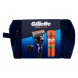 Gillette ProGlide, holiaci strojček ProGlide 1 ks + gél na holenie Fusion Shave Gél Sensitive 200 ml + držiak na holiaci strojček + kozmetická taštička