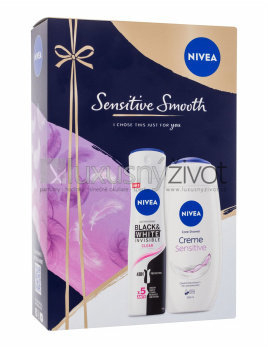 Nivea Sensitive Smooth, sprchovací gél Creme Sensitive 250 ml + antiperspirant Black & White Invisible Clear 150 ml