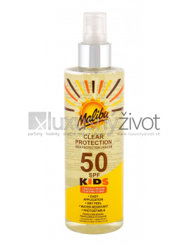 Malibu Kids Clear Protection, Opaľovací prípravok na telo 250, SPF50
