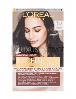 L'Oréal Paris Excellence Creme Triple Protection 3U Dark Brown, Farba na vlasy 48