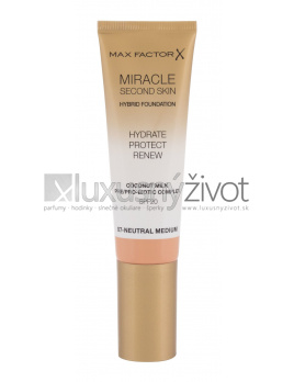 Max Factor Miracle Second Skin 07 Neutral Medium, Make-up 30, SPF20