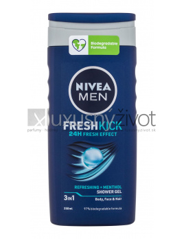Nivea Men Fresh Kick Shower Gel, Sprchovací gél 250, 3in1