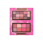 Makeup Revolution London Pink Moments Face & Eye Gift Set, paletka tváreniek a rozjasňovačov Blush Palette 16 g Lover + paletka očných tieňov Reloaded Eyeshadows Palette 16,5 g Romance