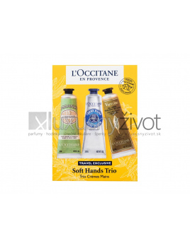L'Occitane Soft Hands Trio, krém na ruky Almond Delicious Hands 30 ml + krém na ruky Shea Hand Cream Dry Skin 30 ml + krém na ruky Verveine Cooling Hand Cream Gel 30 ml